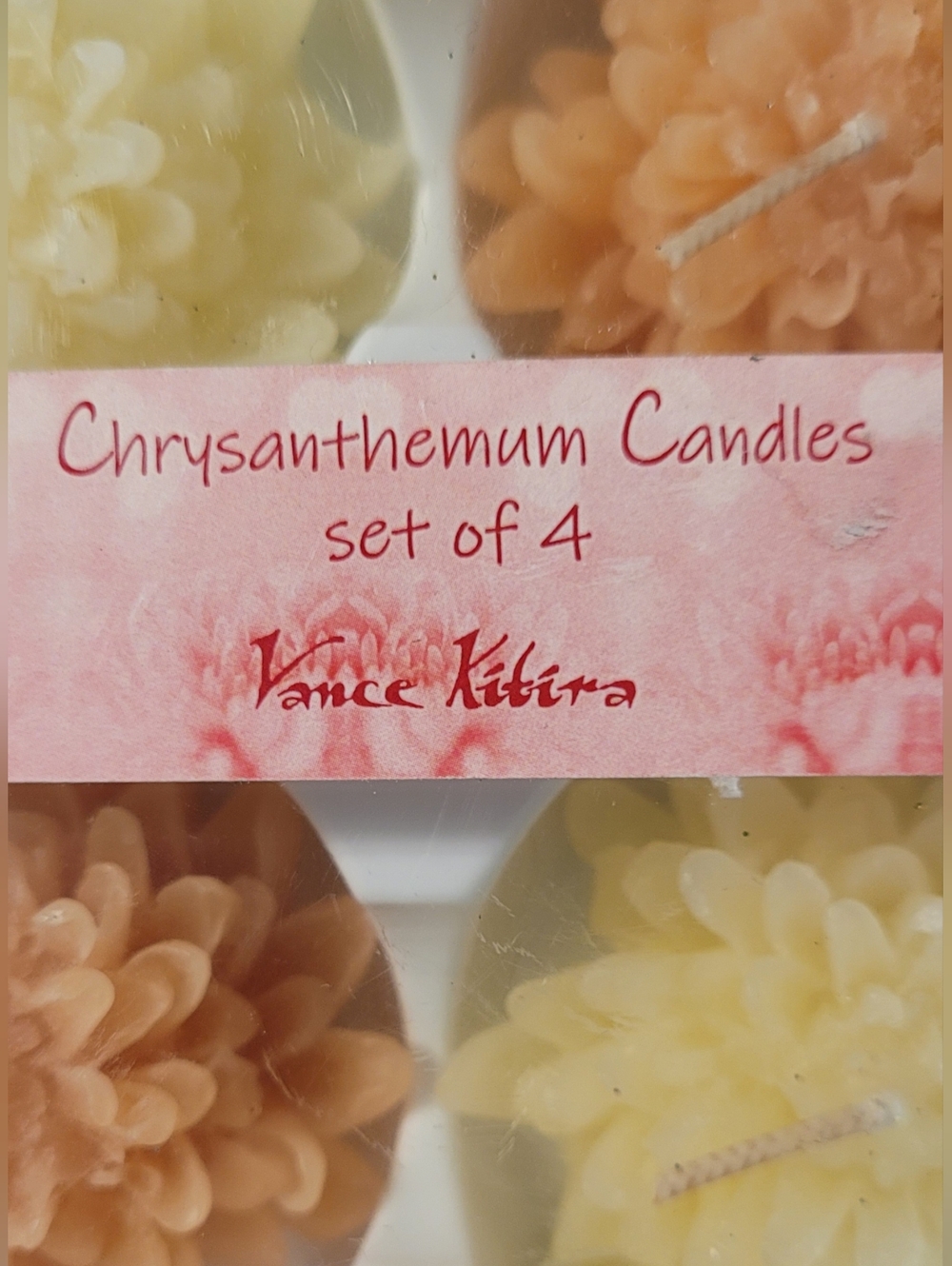 Vance Kitira Chrysanthemum Candle Set Of 4 Votive Candles In Cream And Orange